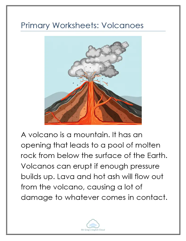 Primary Science: Volcanoes - Mr Greg's English Cloud