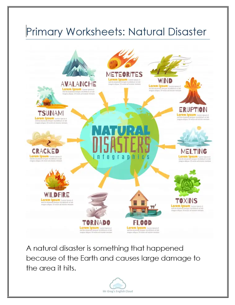 Primary Worksheets: Natural Disasters - Mr Greg's English Cloud