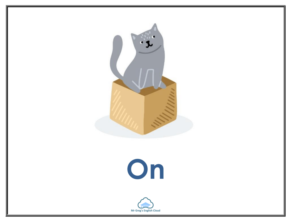 Kindergarten Flashcards: Prepositions (Cats) – Mr Greg’s English Cloud