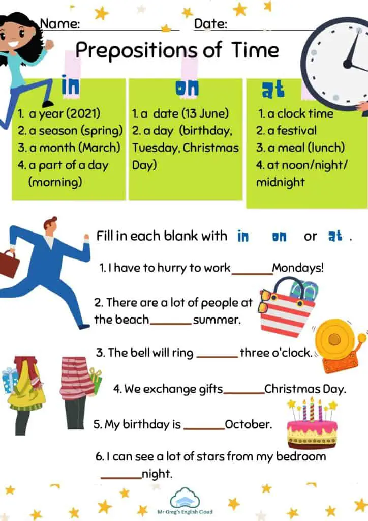 Basic Prepositions – Mr Greg's English Cloud