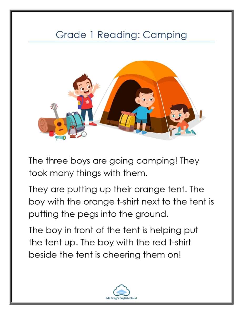 Grade 1 Reading: Camping – Mr Greg's English Cloud